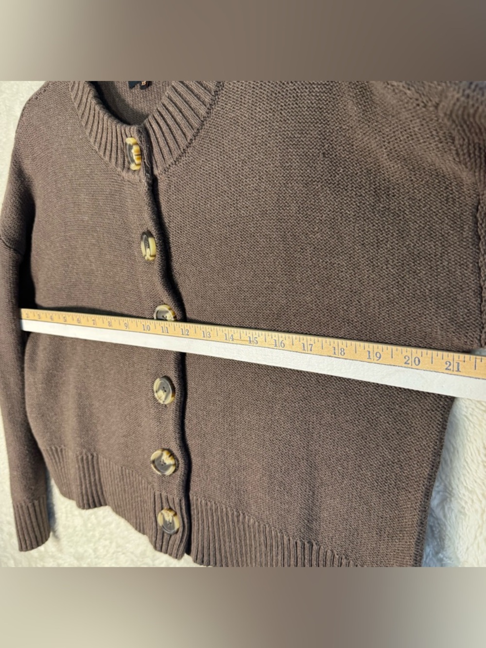 Quince Brown Cropped Button-Up Cardigan Sweater - Picture 9 of 9